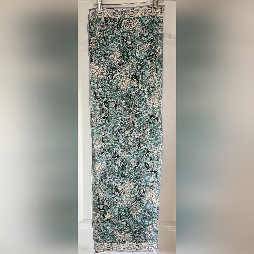 Vintage Geometric Design Rectangular Polyester Sc… - image 1